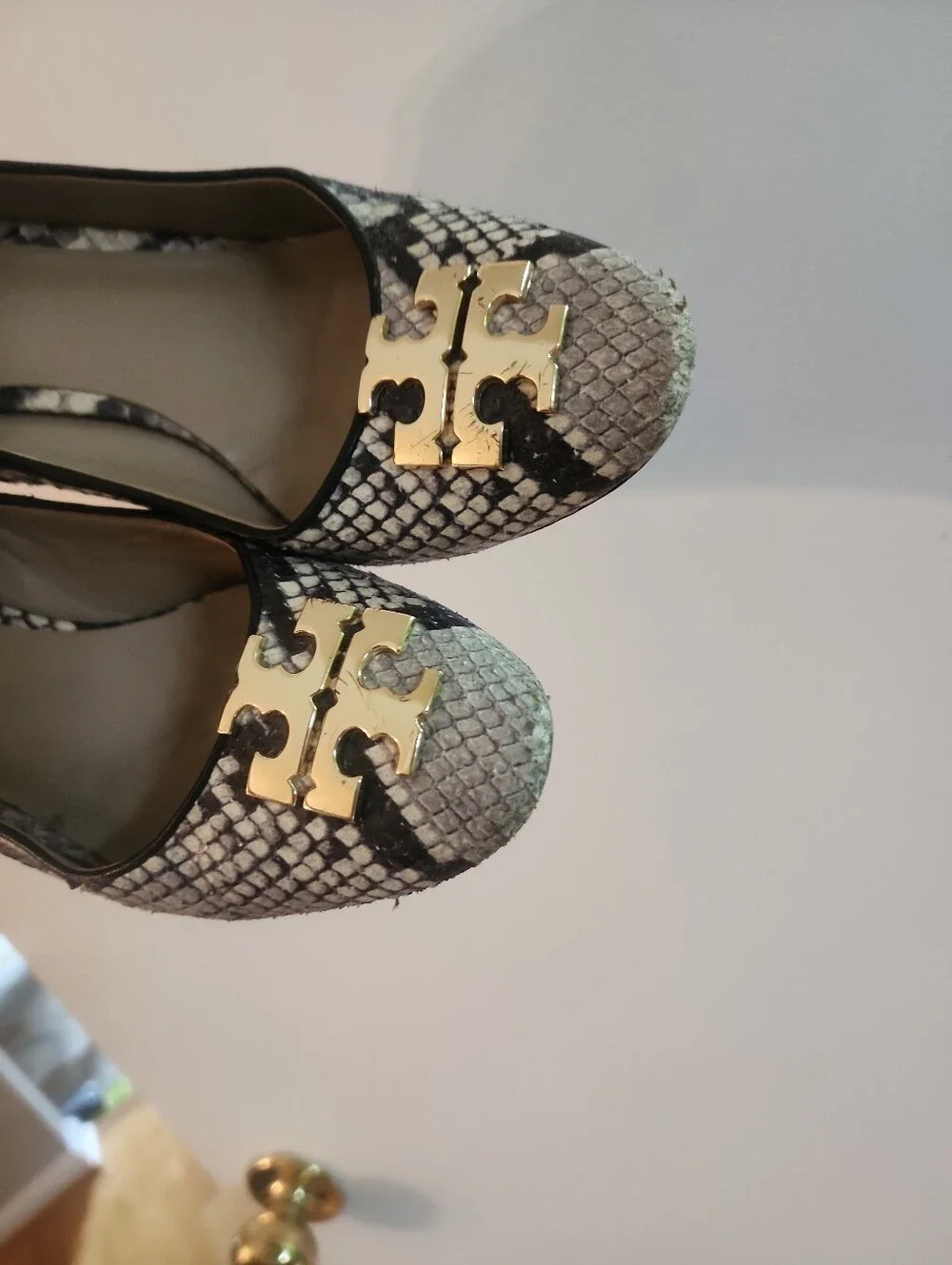 Tory Burch Raleigh  Snake-Print Wedge  with Gold Logo